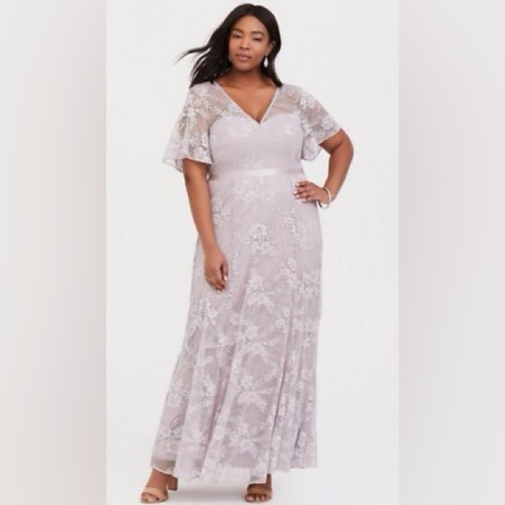 Special Occasion Lilac Purple Lace Gown
